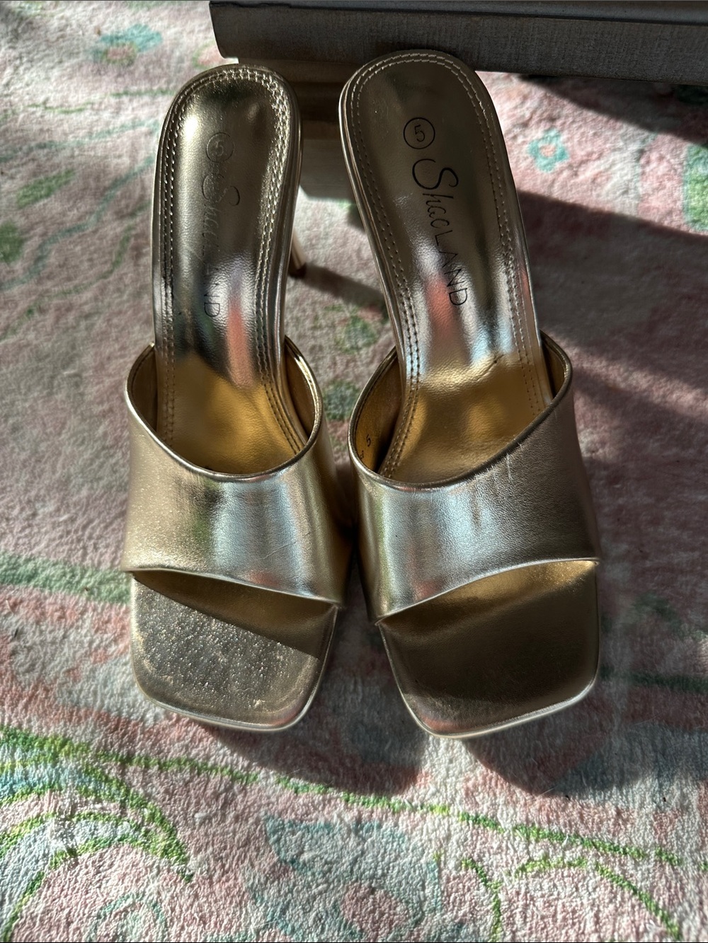 Metallic Gold Slide Heels for Women